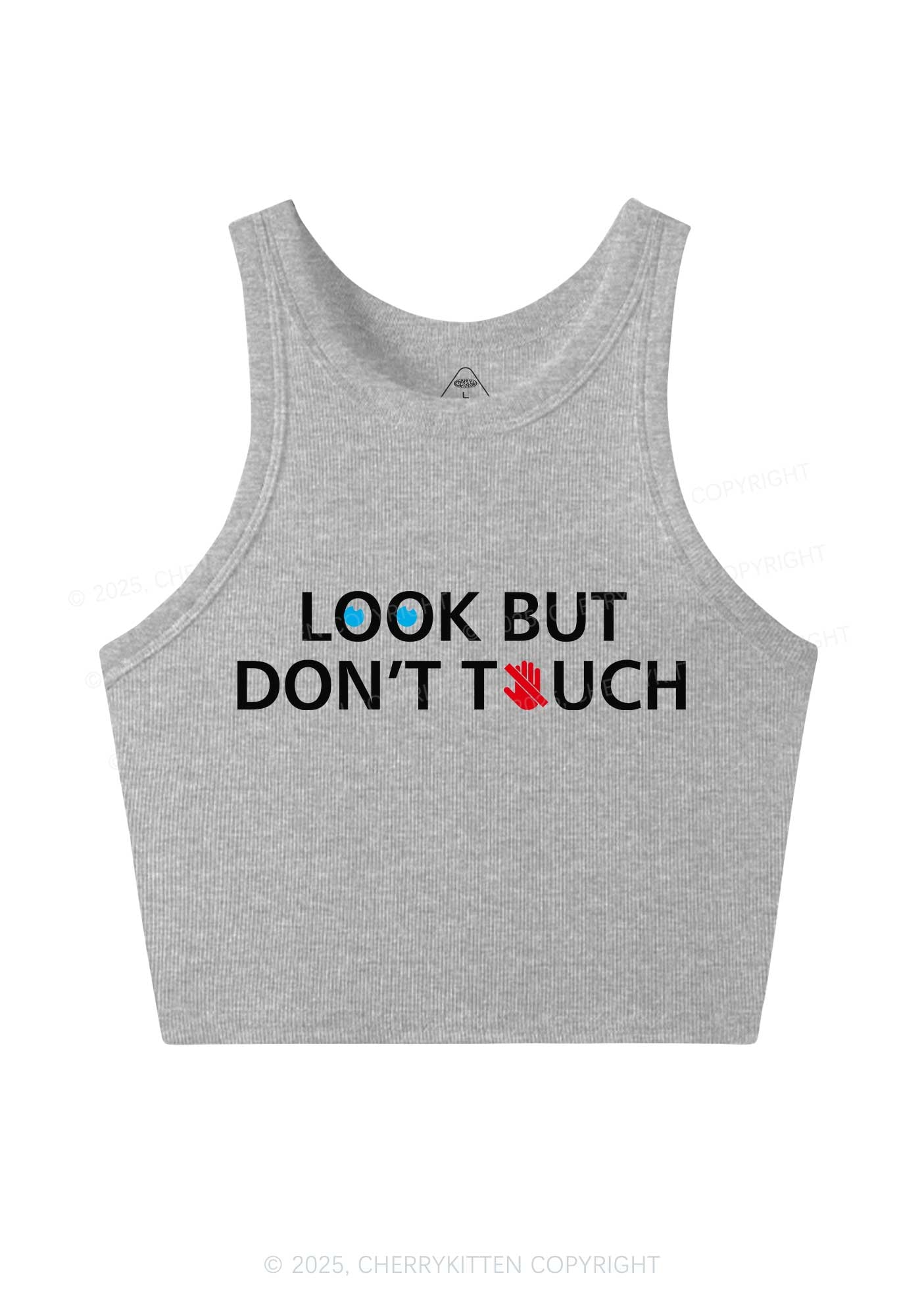Look Dont Touch Y2K Crop Tank Top Cherrykitten