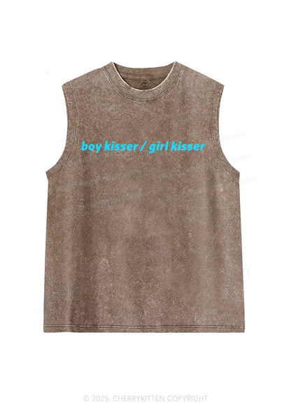 Boy Kisser Girl Kisser Pride Y2K Washed Muscle Tank Cherrykitten