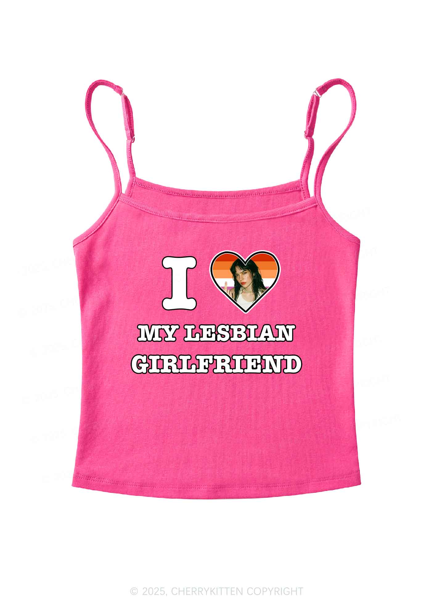 Custom My Lesbian GF Pride Y2K Spaghetti Strap Cami Cherrykitten