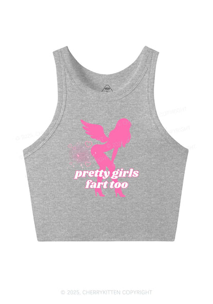 Pretty Girls Fart Too Y2K Crop Tank Top Cherrykitten