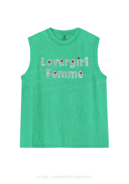Rhinestone Lovergirl Femme Y2K Washed Muscle Tank Cherrykitten