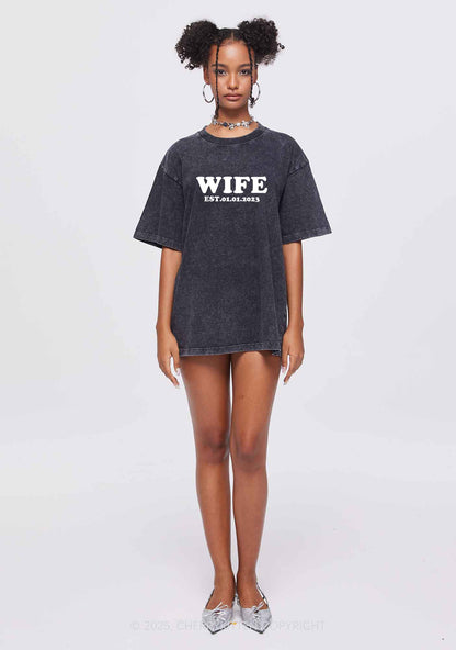 Wife Wifey Custom Date Y2K Valentine's Day Washed Tee Cherrykitten