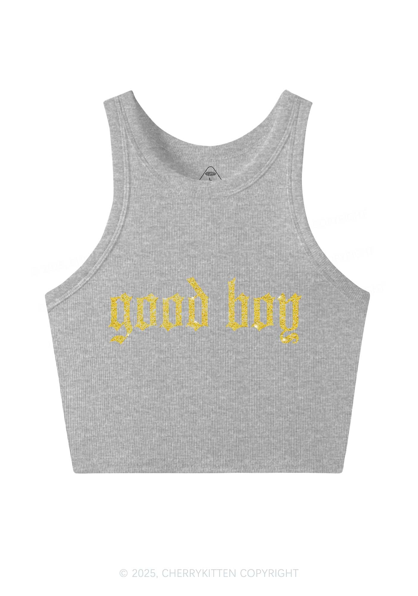 Glitter Good Boy Y2K Crop Tank Top Cherrykitten