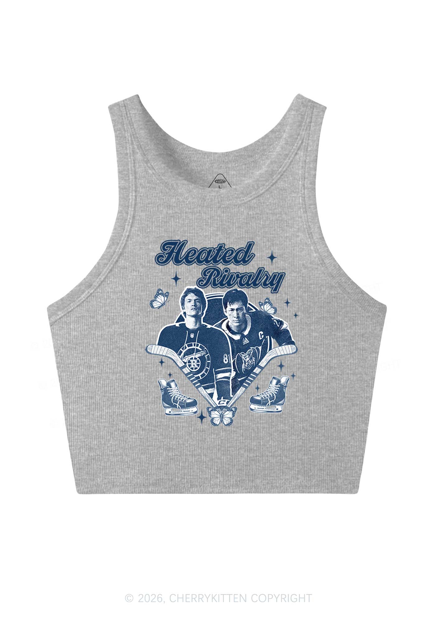 Retro Hockey Elements Y2K Crop Tank Top Cherrykitten