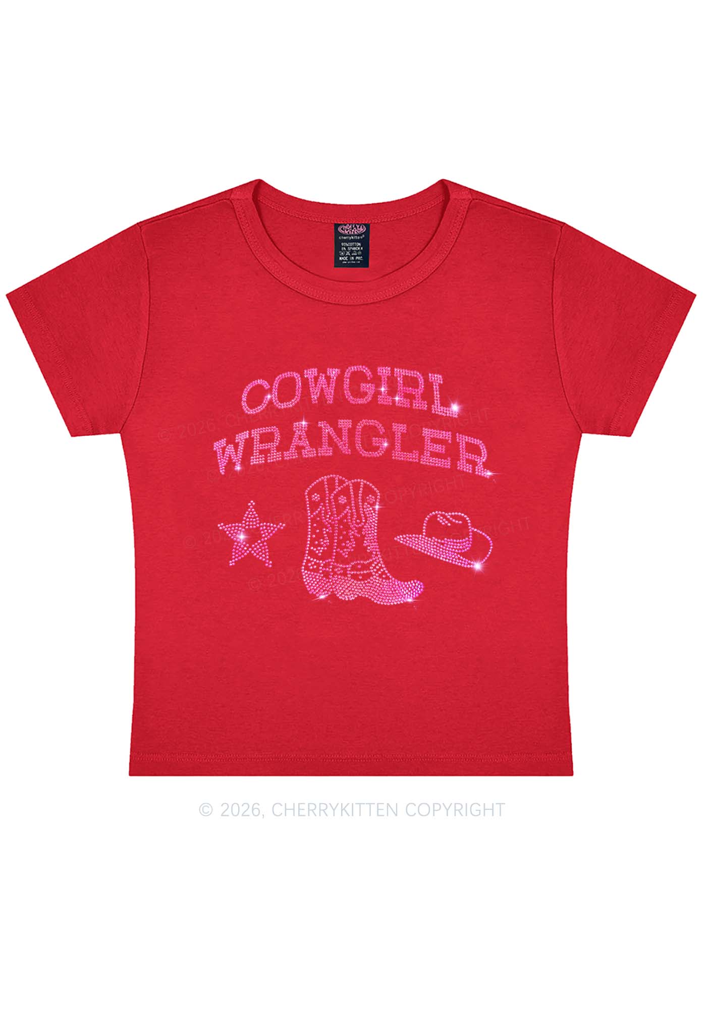 Rhinestone Cowgirl Wrangler Boots Pride Y2K Baby Tee Cherrykitten