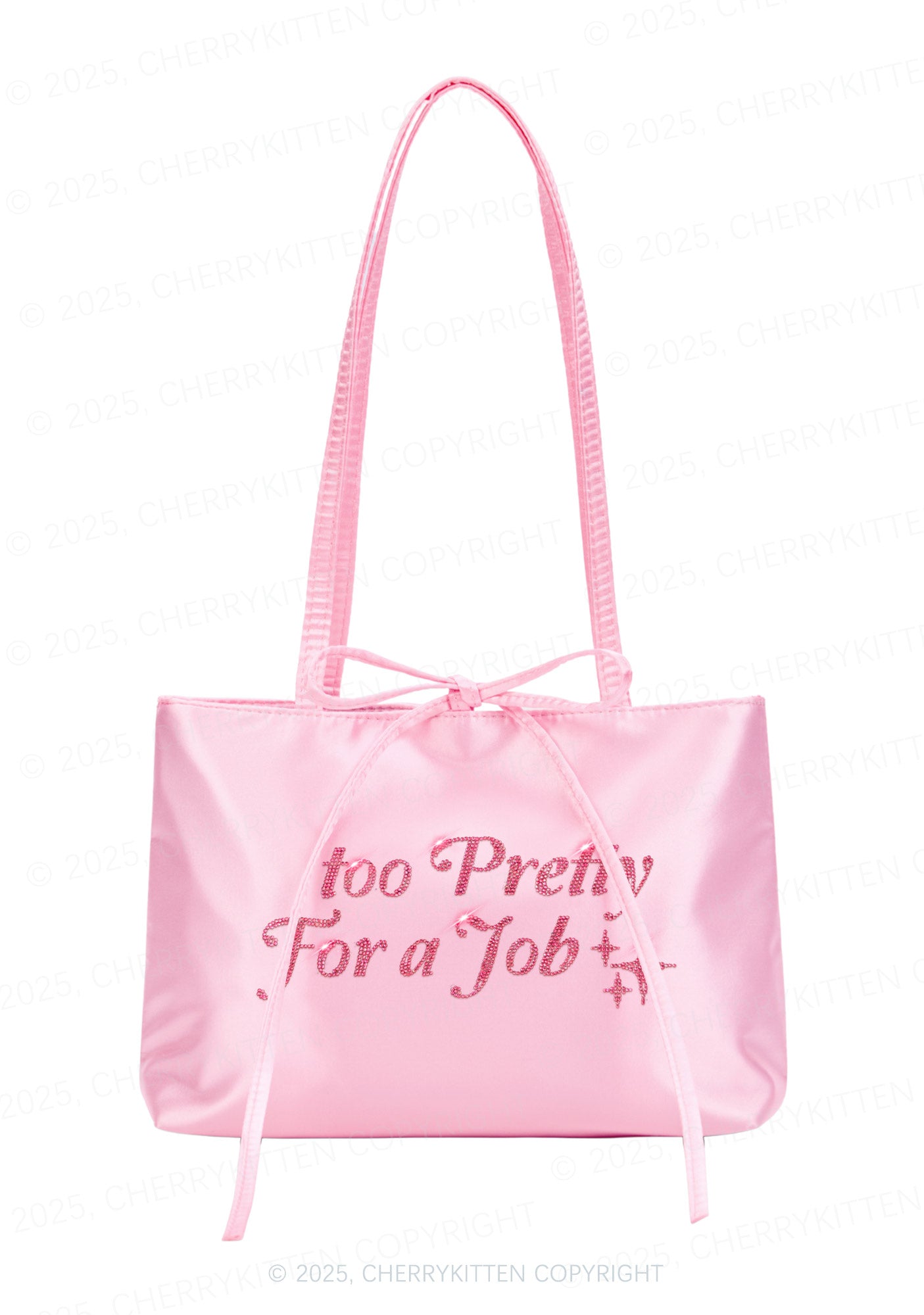 Rhinestone Too Pretty For Job Y2K Satin Bags Cherrykitten