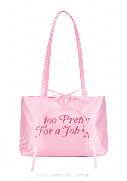 Rhinestone Too Pretty For Job Y2K Satin Bags Cherrykitten