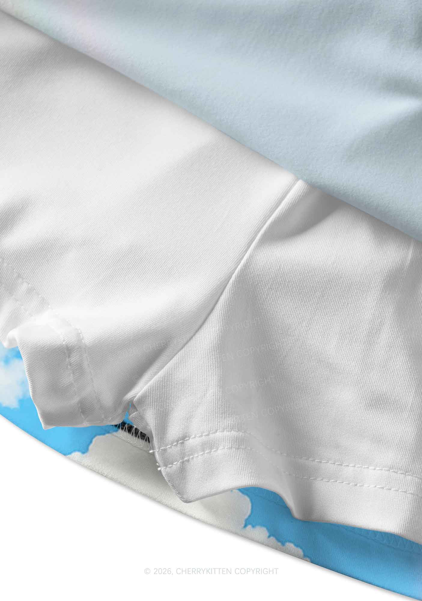 Blue Sky Rainbow Y2K Print Mini Skirt Cherrykitten