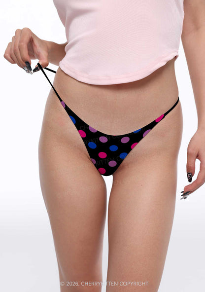 Bisexual Dots On Black Pride Y2K Print Bikini String Thong Cherrykitten