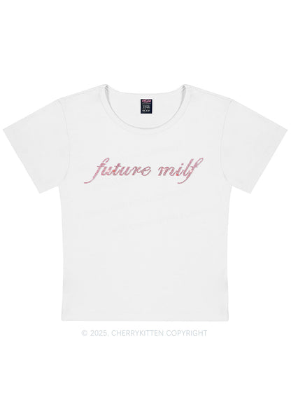 Rhinestone Pink Future Mxxf Y2K Baby Tee Cherrykitten