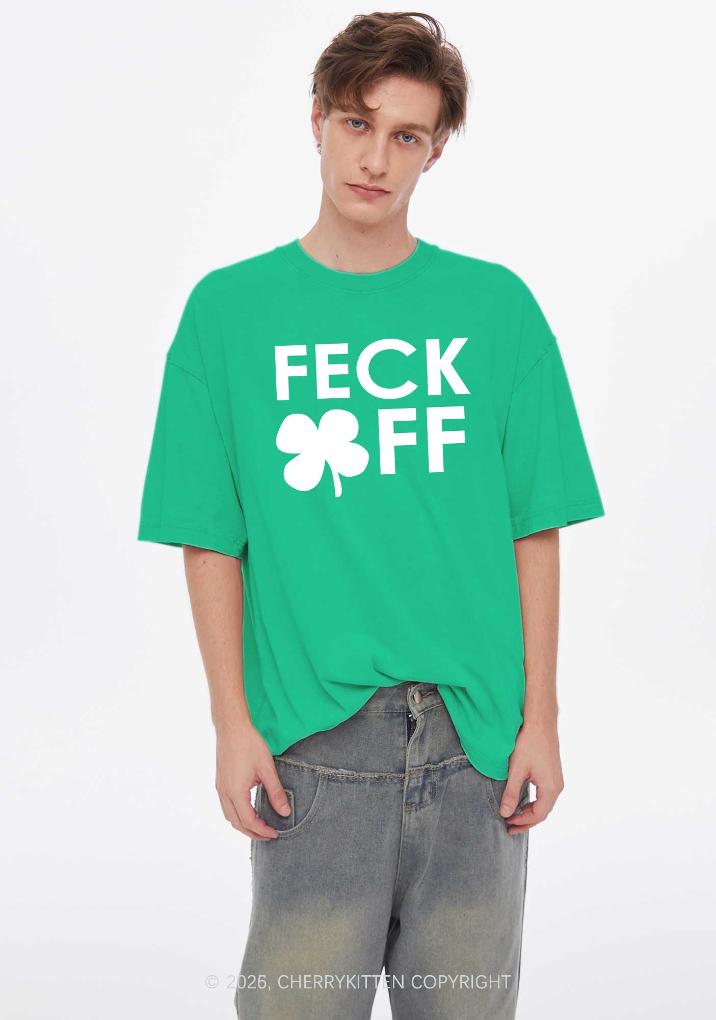Feck Off St Patricks Y2K Washed Tee Cherrykitten