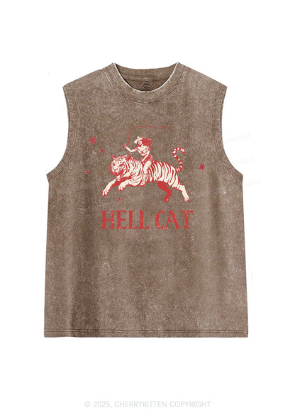 Cowgirl Hell Cat Y2K Washed Muscle Tank Cherrykitten