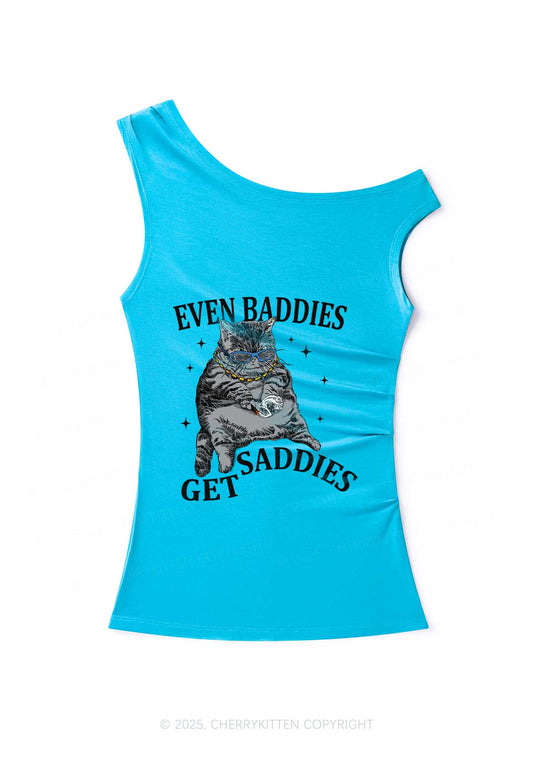 Even Baddies Get Saddies Y2K Off Shoulder Tank Top Cherrykitten