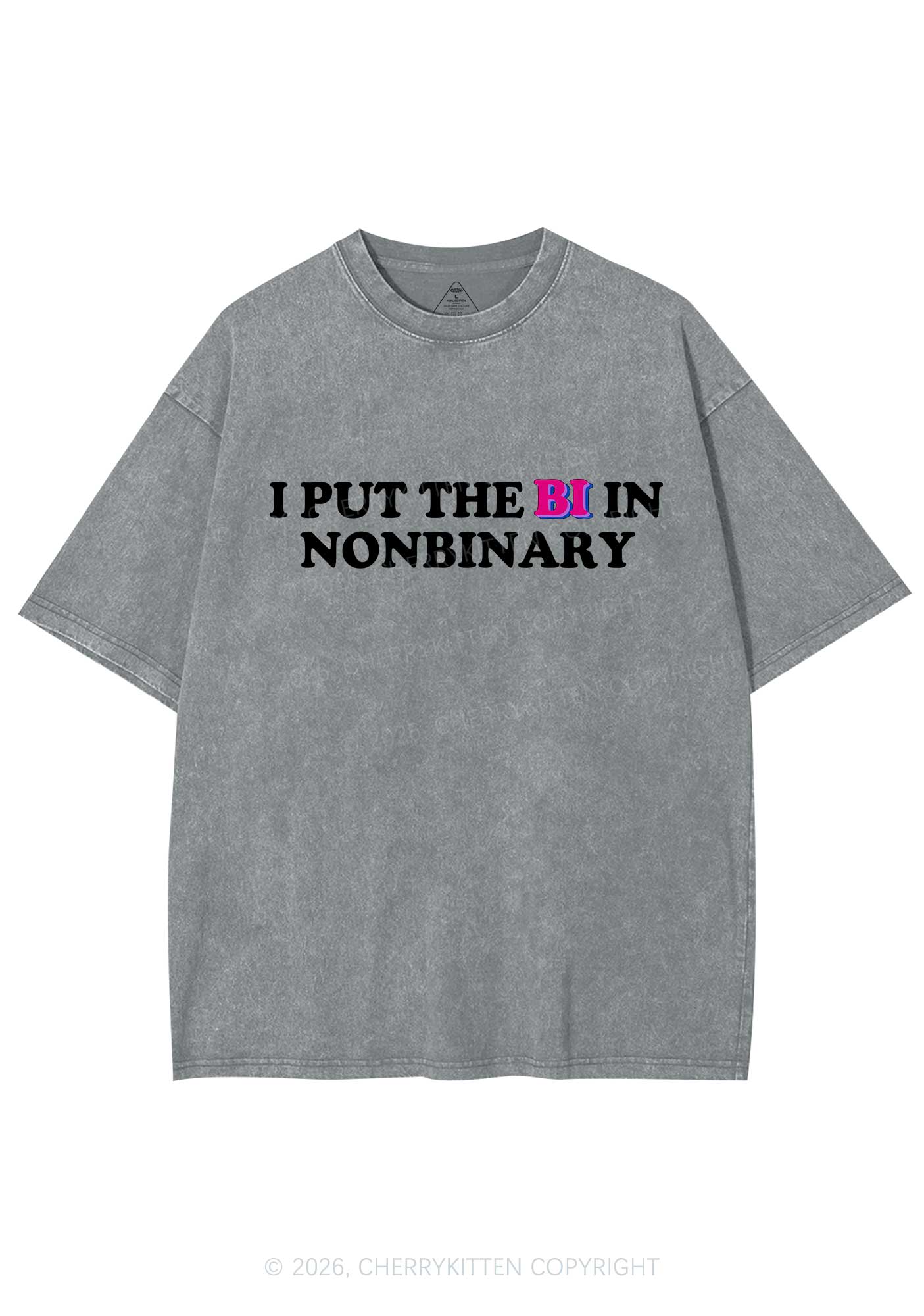 I Put The Bi In Nonbinary Pride Y2K Shirts Washed Tee Cherrykitten