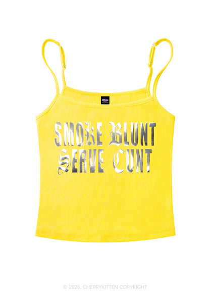 Smoke Blunt Silver Foil Printed Y2K Spaghetti Strap Cami Cherrykitten