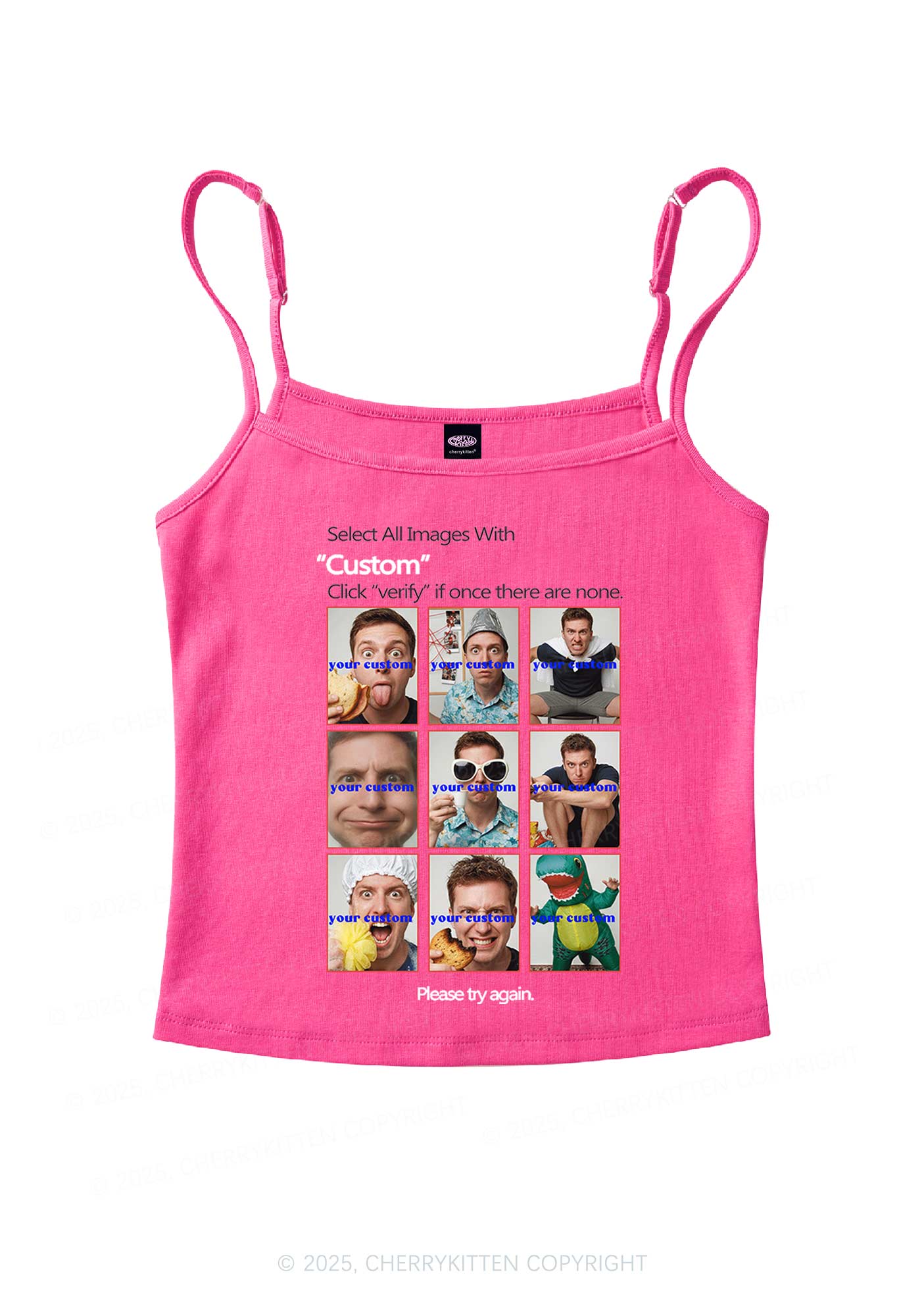 Custom Photo Verification Code Y2K Spaghetti Strap Cami Cherrykitten
