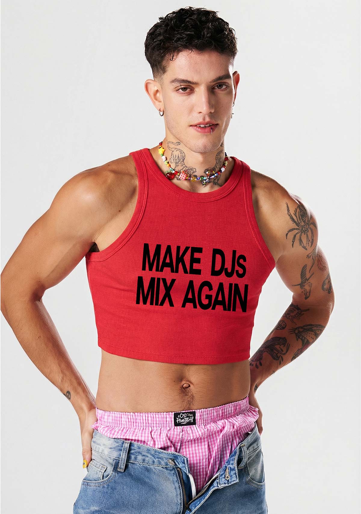 Make DJs Mix Again Y2K Crop Tank Top Cherrykitten