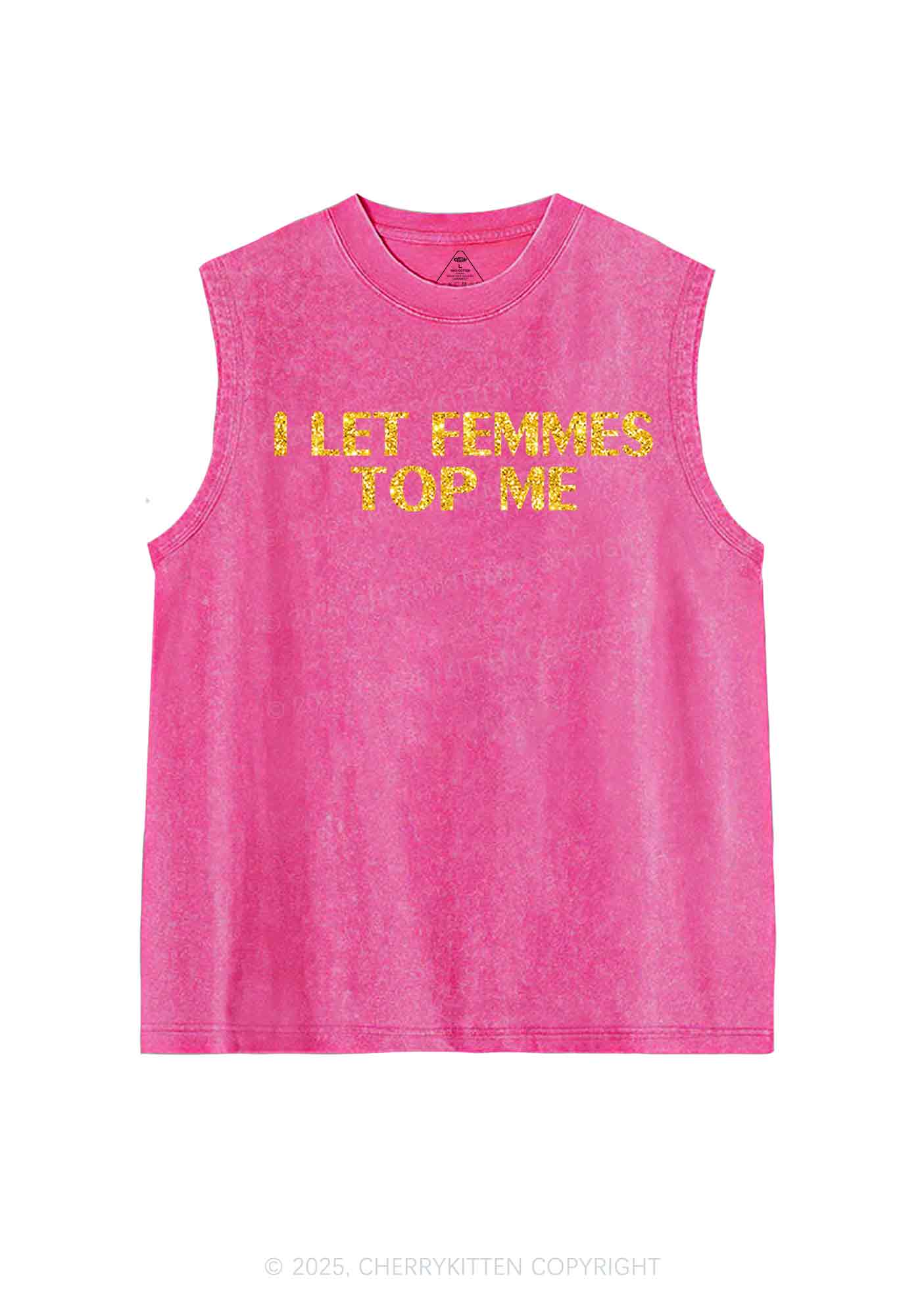 Glitter I Let Femmes Top Me Pride Y2K Washed Muscle Tank Cherrykitten