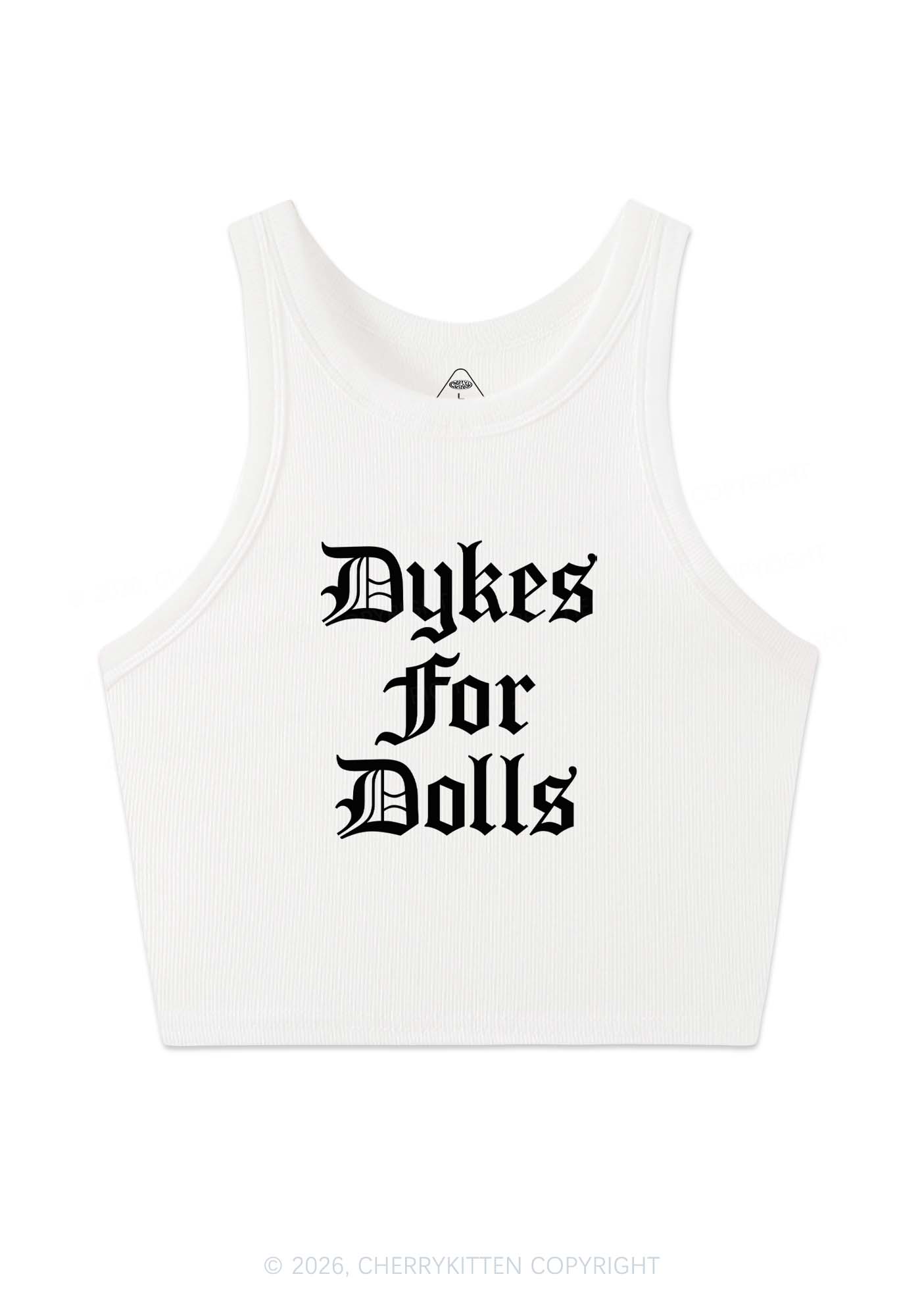 Dykes For Dolls Pride Y2K Crop Tank Top Cherrykitten