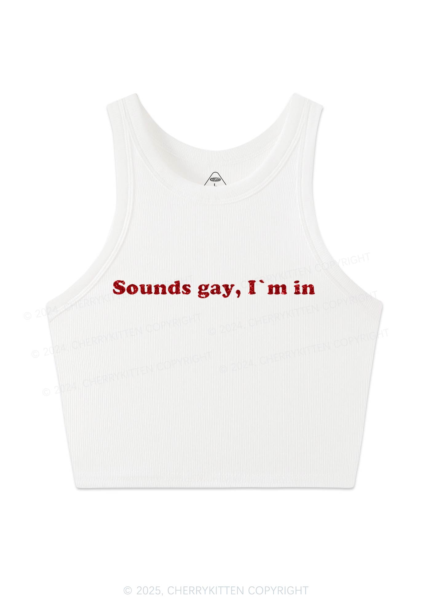 Glitter Sounds Gay Pride Y2K Crop Tank Top Cherrykitten