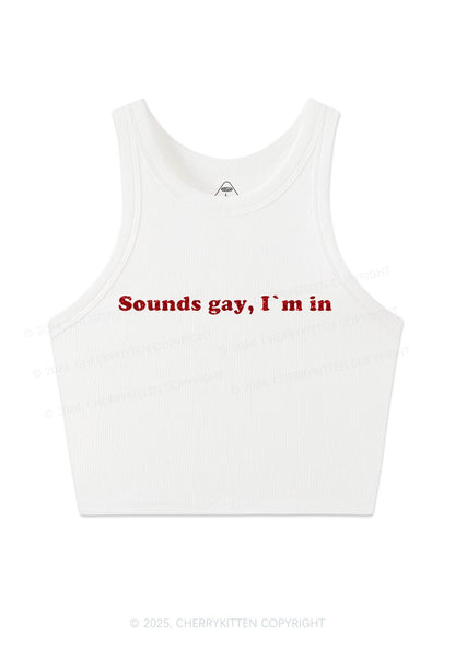 Glitter Sounds Gay Pride Y2K Crop Tank Top Cherrykitten