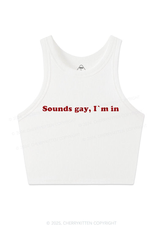 Glitter Sounds Gay Pride Y2K Crop Tank Top Cherrykitten