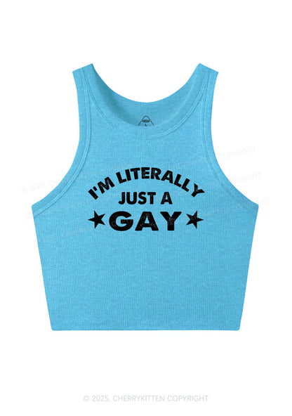 Literally Just A Gay Pride Y2K Crop Tank Top Cherrykitten
