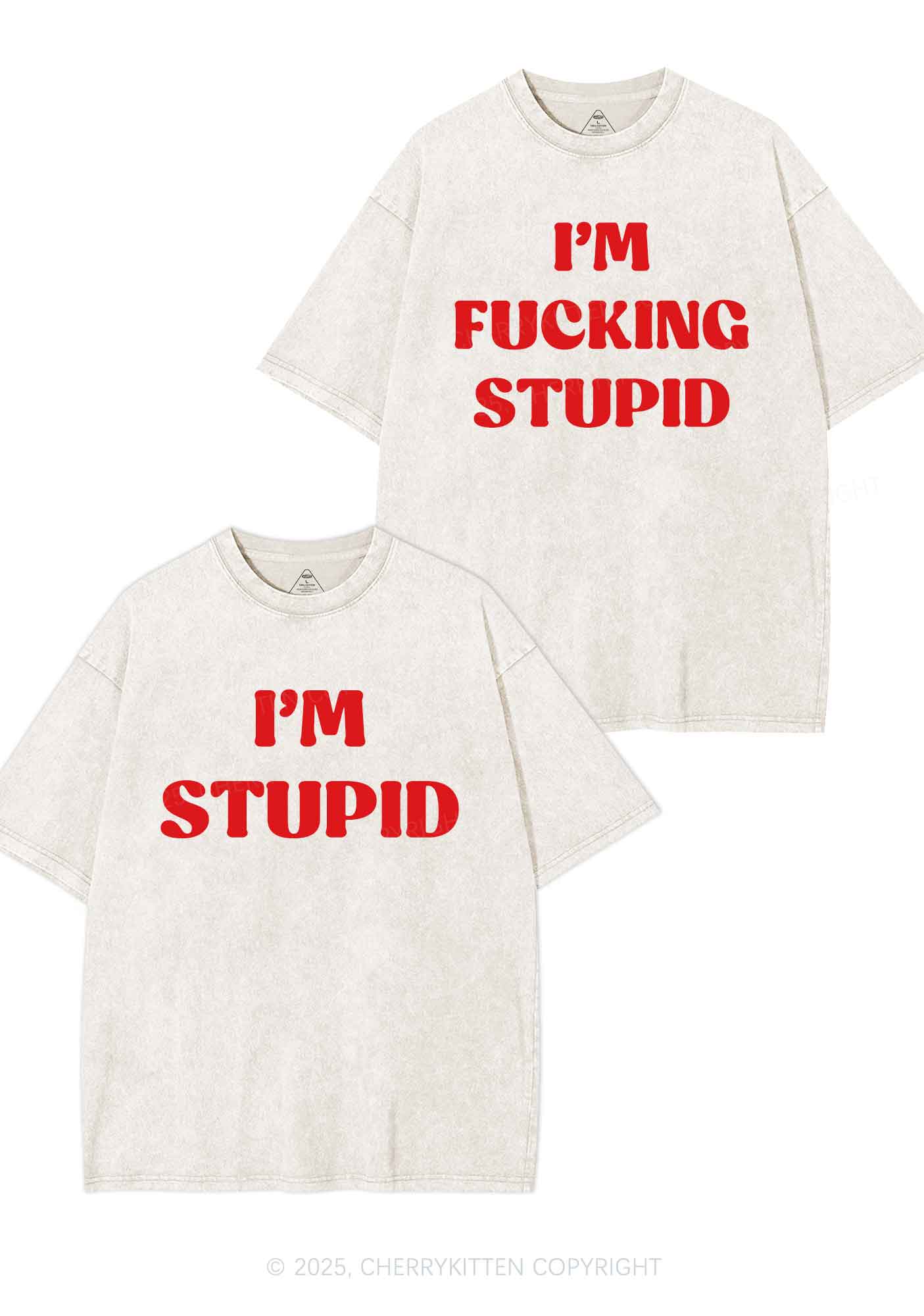 Im Fxxking Stupid Y2K Valentine's Day Washed Tee Cherrykitten