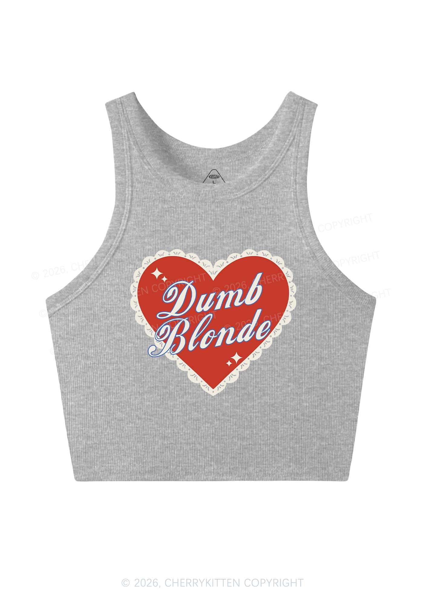 Dumb Blonde Valentine's Day Y2K Crop Tank Top Cherrykitten