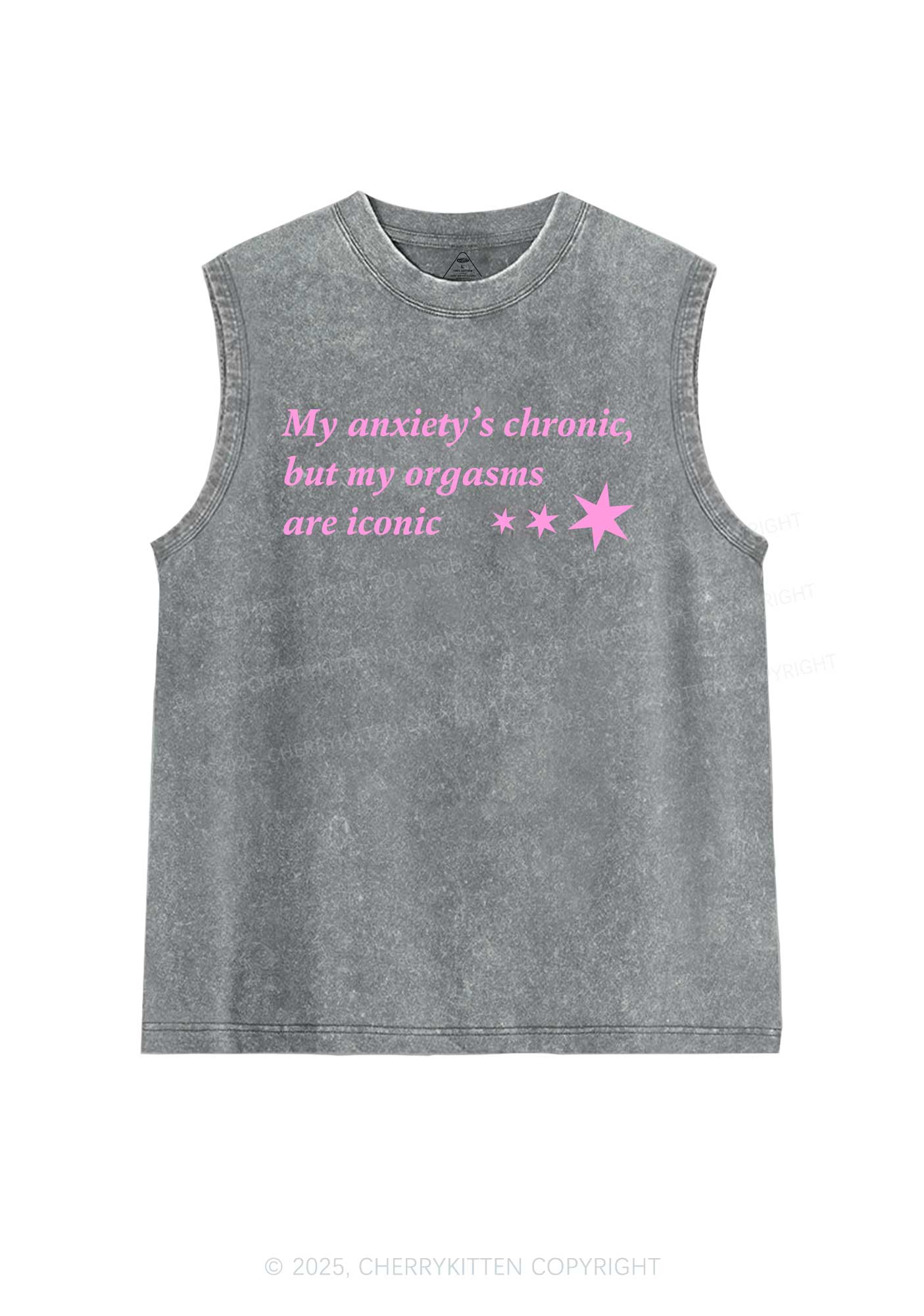 Anxiety Chronic Y2K Washed Muscle Tank Cherrykitten