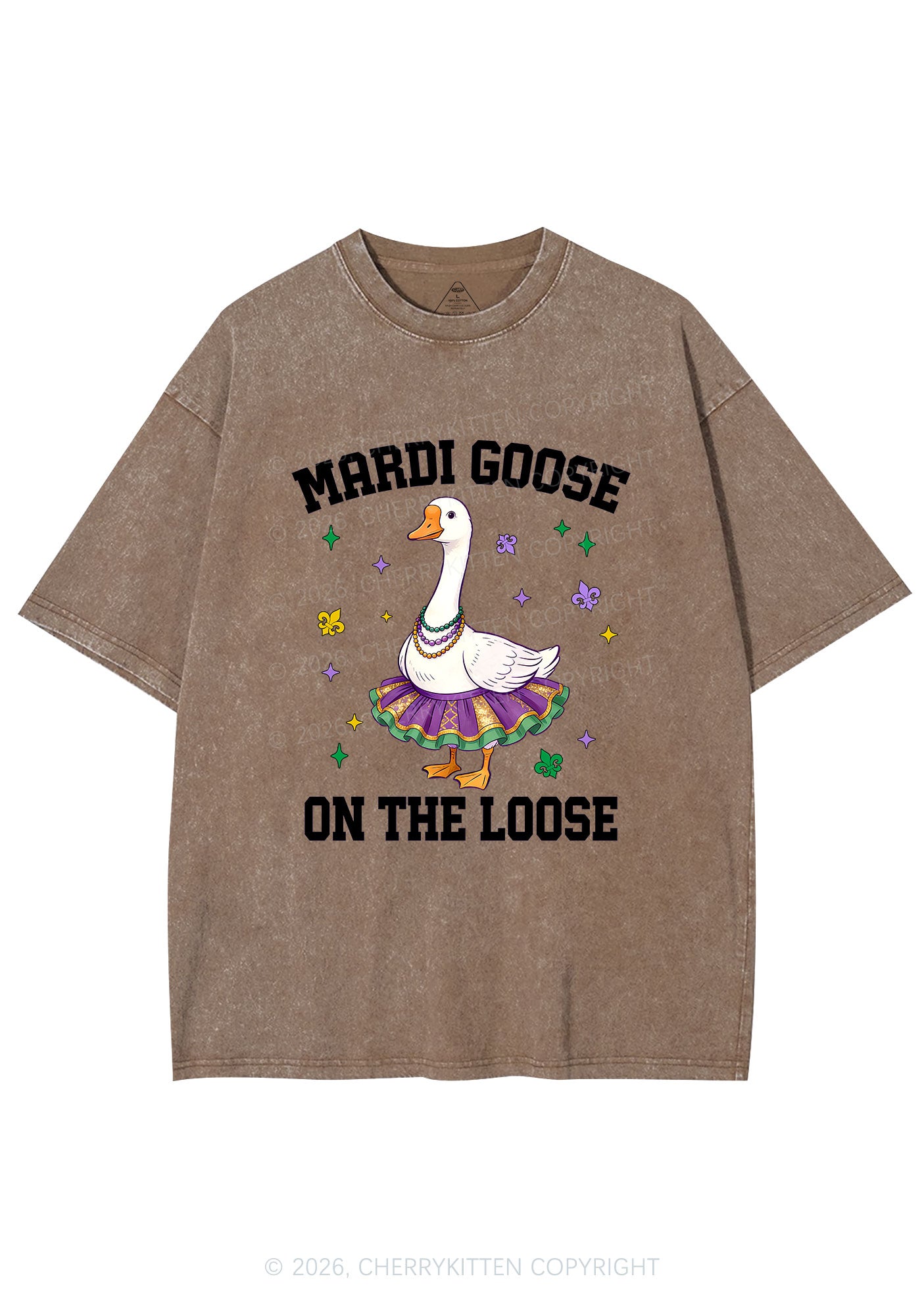 Mardi Gras Goose Y2K Shirts Washed Tee Cherrykitten
