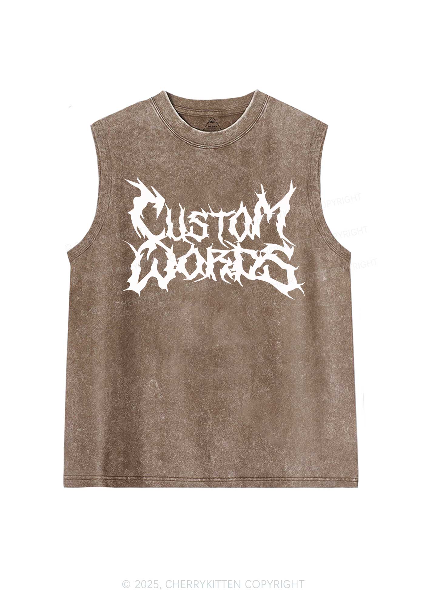Custom Text Punk Font Y2K Washed Muscle Tank Cherrykitten