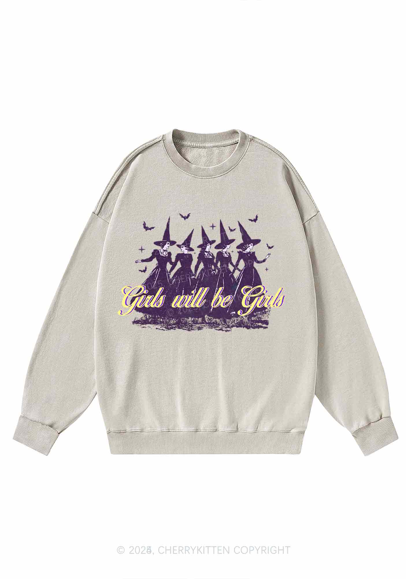 Halloween Witches Will Be Witches Y2K Washed Sweatshirts Cherrykitten