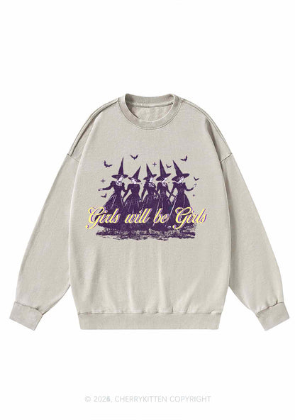 Halloween Witches Will Be Witches Y2K Washed Sweatshirts Cherrykitten