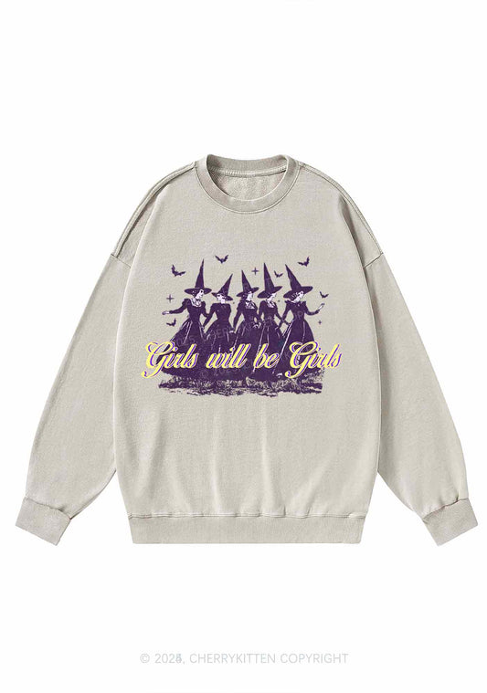 Halloween Witches Will Be Witches Y2K Washed Sweatshirts Cherrykitten