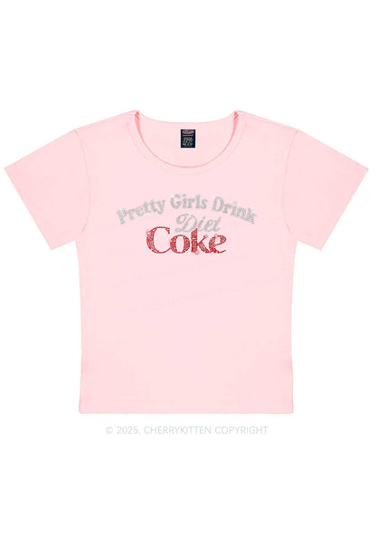 Rhinestone Pretty Girls Drink Diet Coke Y2K Baby Tee Cherrykitten