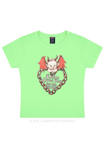 Satan Loves You Y2K Baby Tee Cherrykitten