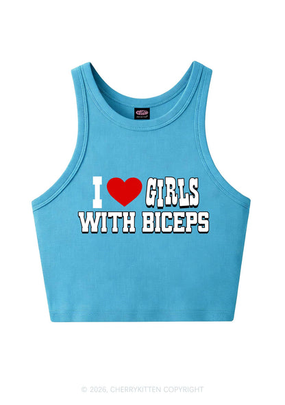 I Love Girls With Biceps Y2K Crop Tank Top Cherrykitten