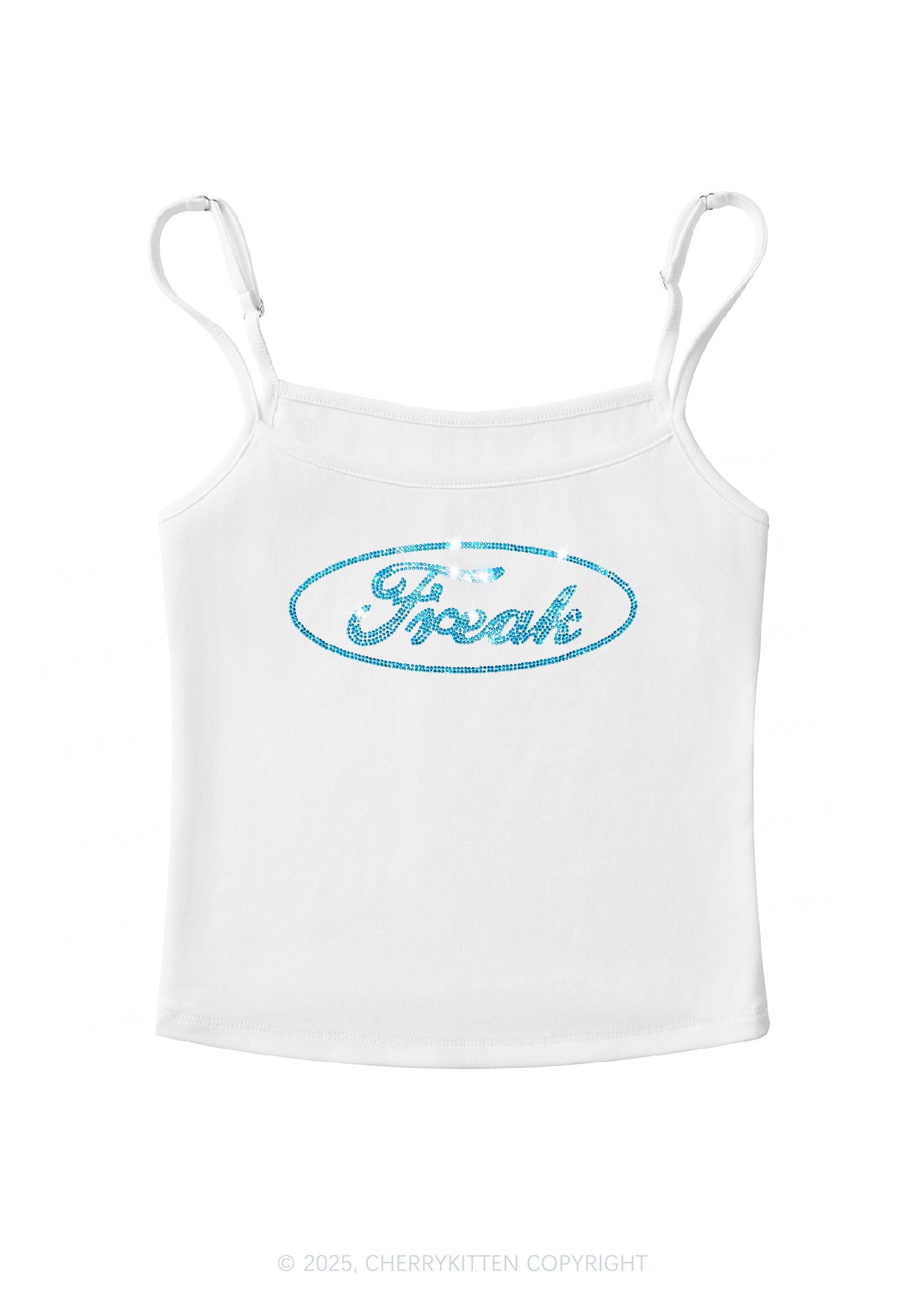 Rhinestone Oval Freak Y2K Spaghetti Strap Cami Cherrykitten