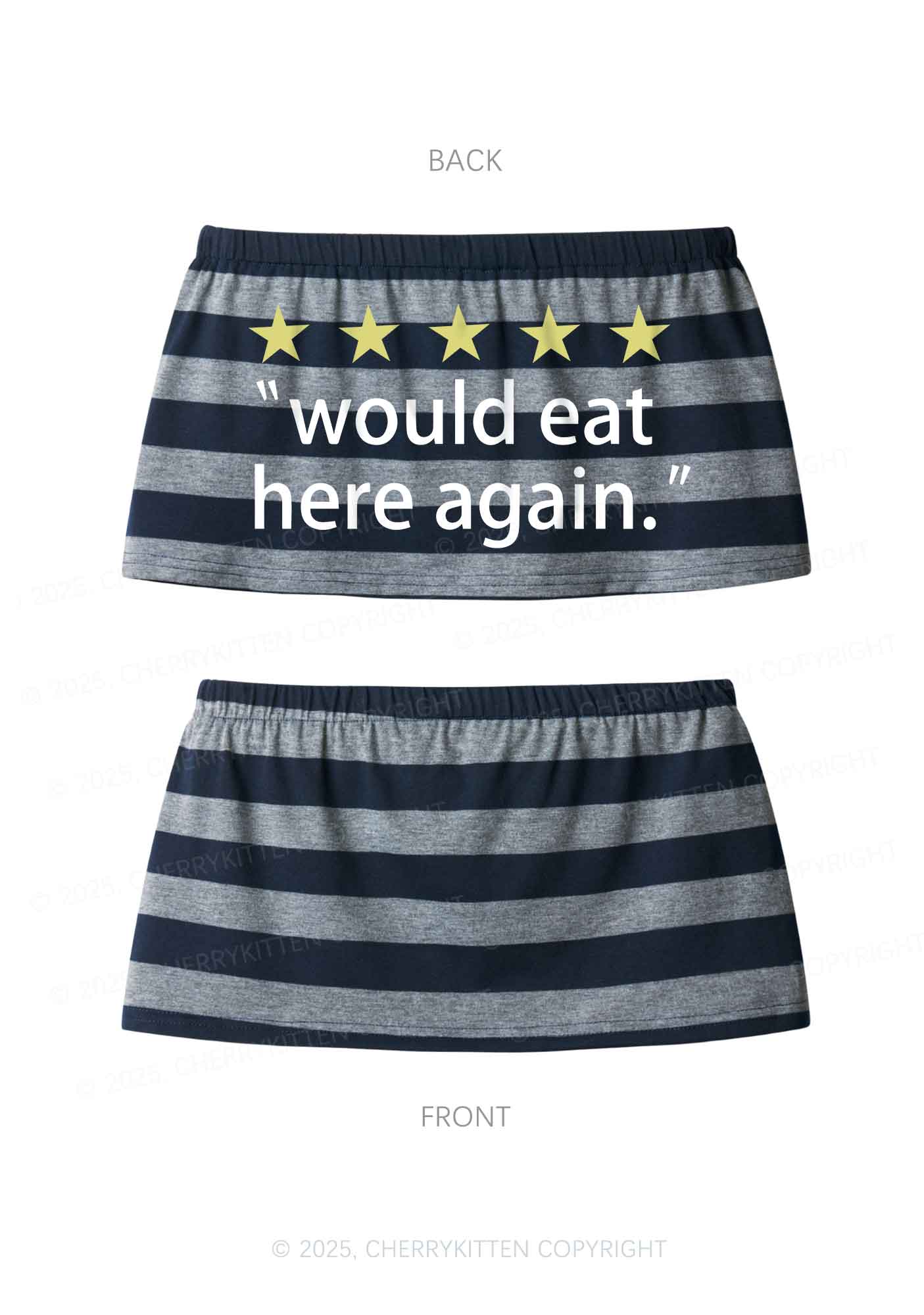 Eat Here Again Y2K Navy Grey Striped Mini Skirt Cherrykitten