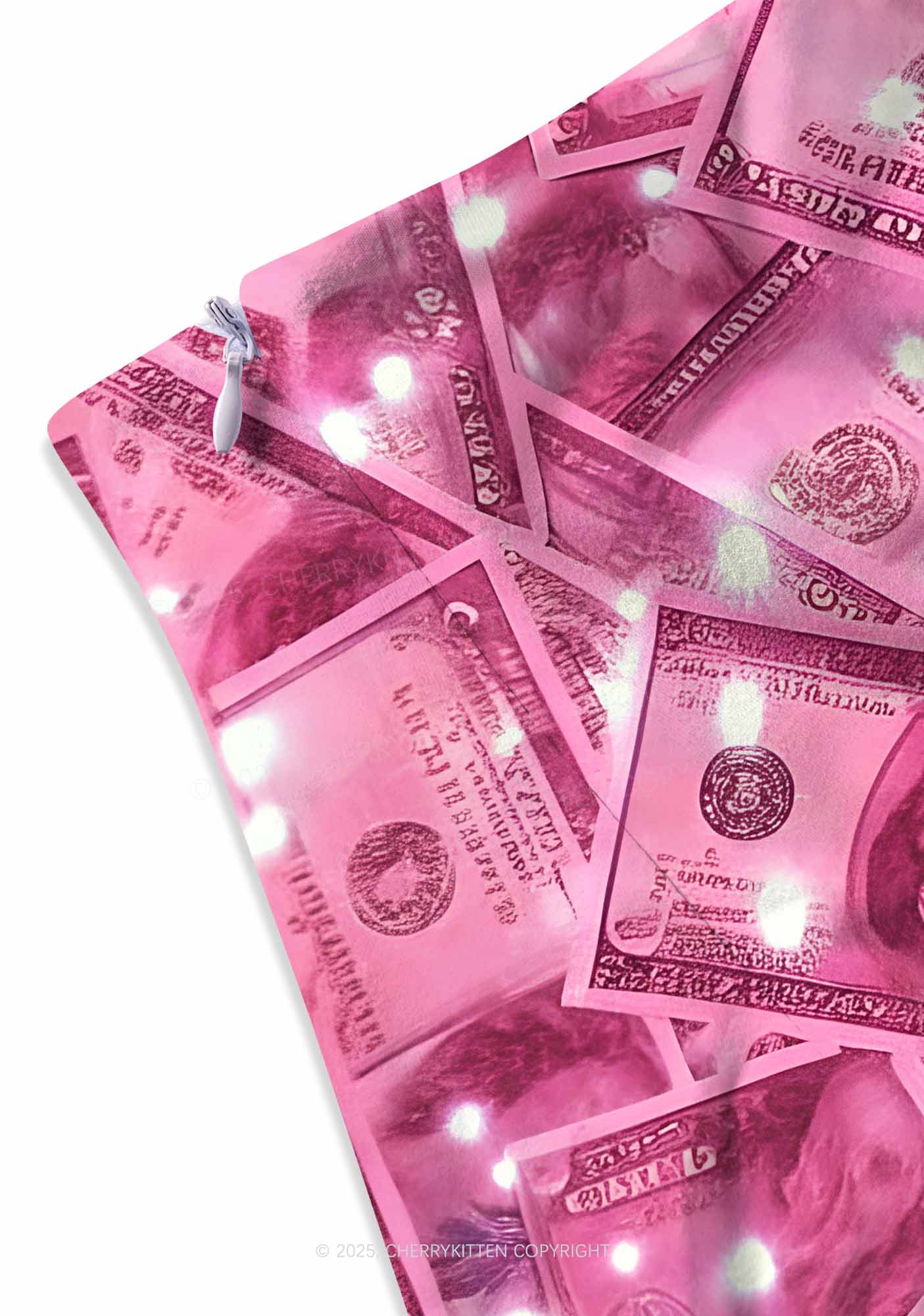 Pink Shiny Money Y2K Print Mini Skirt Cherrykitten