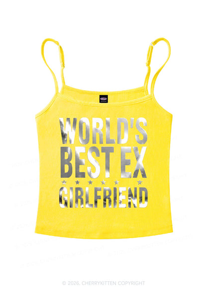Best Ex Girlfriend Silver Foil Printed Y2K Spaghetti Strap Cami Cherrykitten