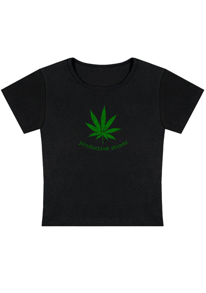 Productive Stoner Y2K Baby Tee