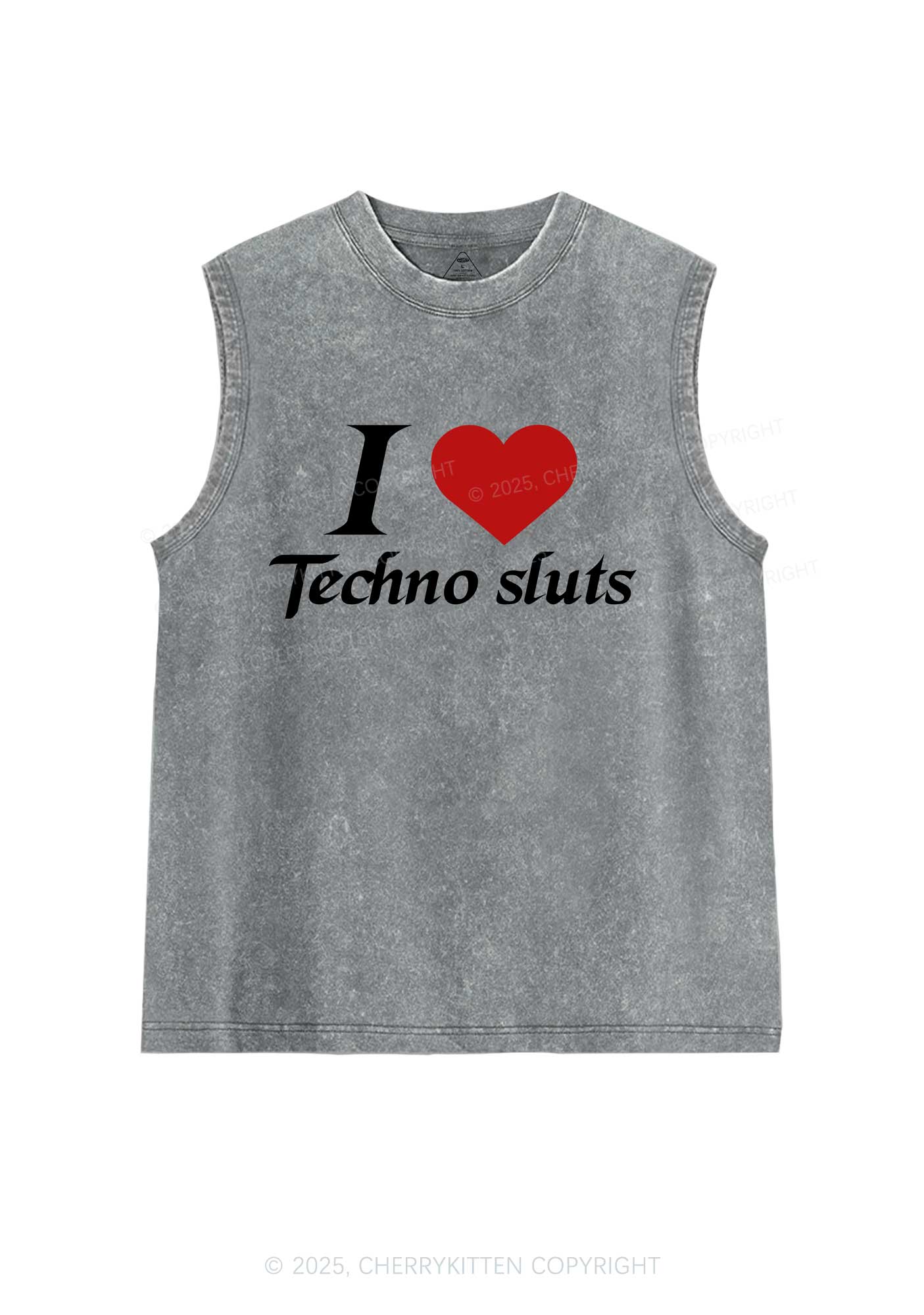 I Love Techno Slxts Y2K Washed Muscle Tank Cherrykitten