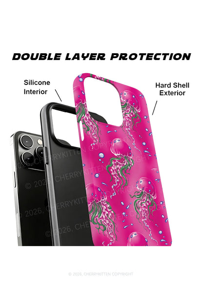 Hot Pink Jellyfish Bubble Y2K Phone Case Cherrykitten