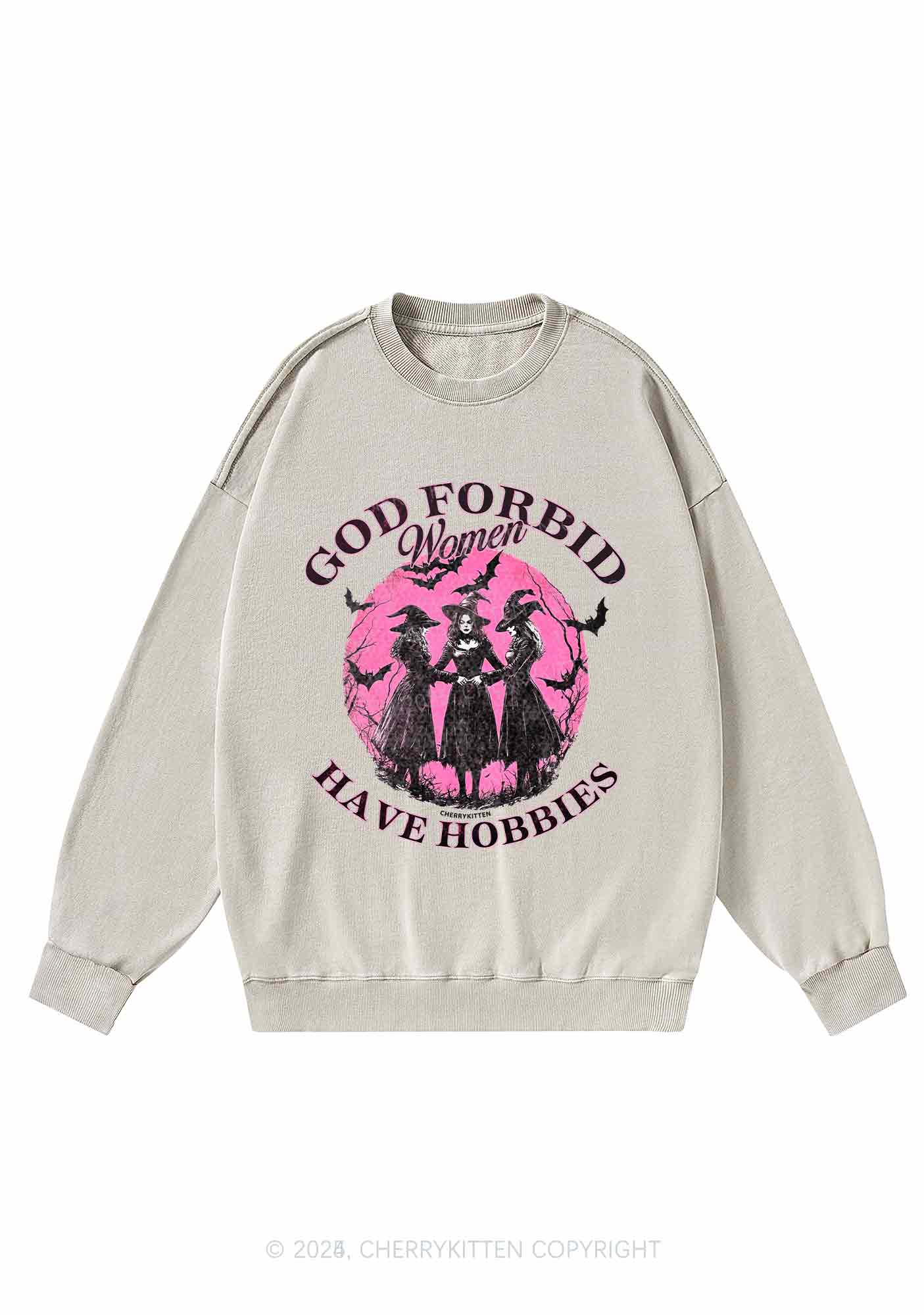 Halloween God Forbid Women Hobbies Y2K Washed Sweatshirts Cherrykitten