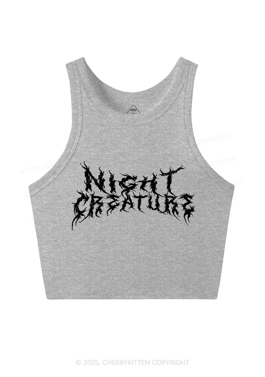 Night Creature Y2K Crop Tank Top Cherrykitten