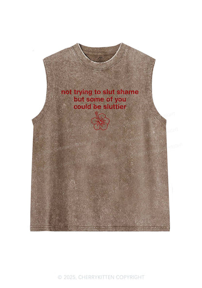 Glitter Not Trying To Slxt Shame Y2K Washed Muscle Tank Cherrykitten