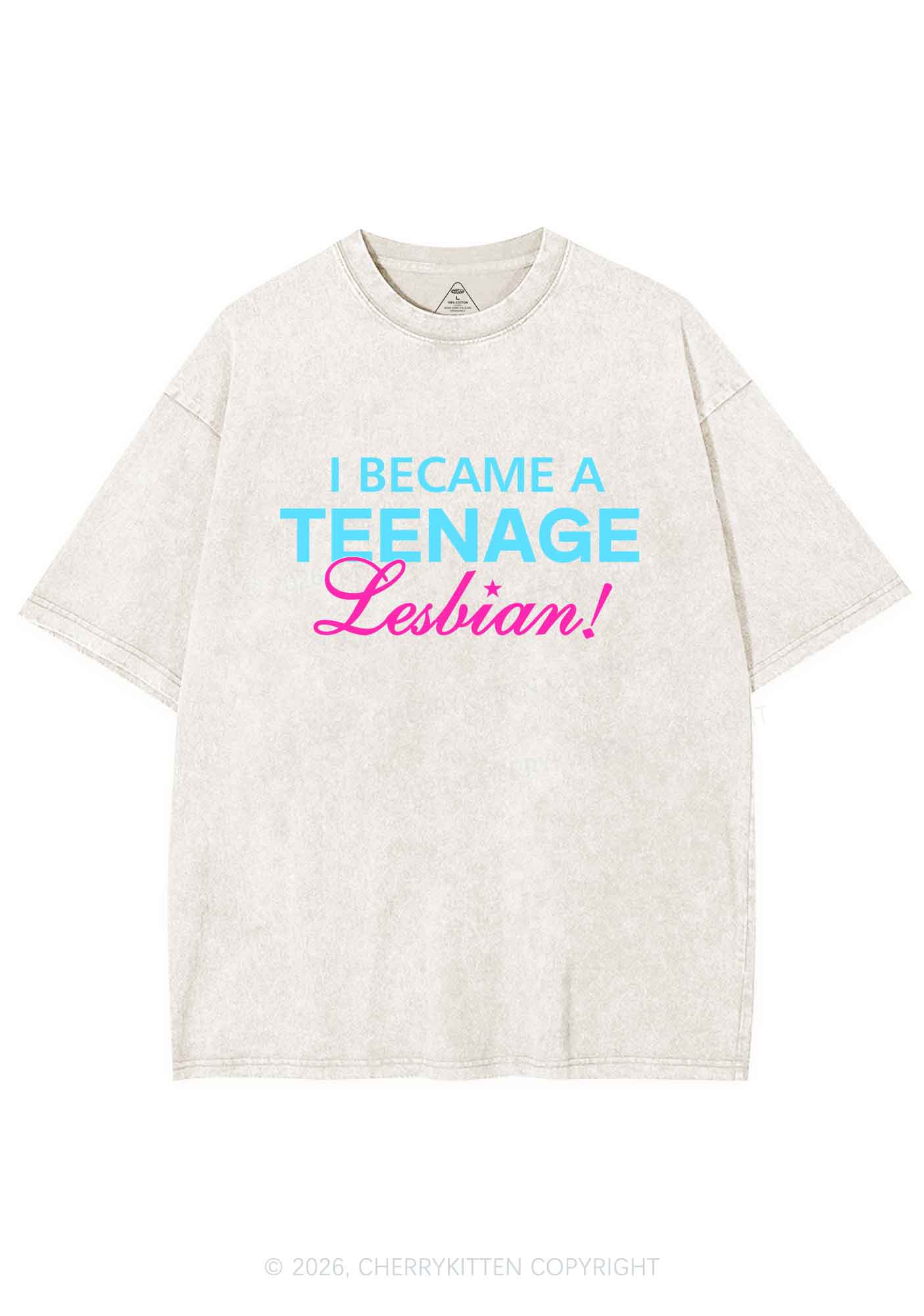 I Became A Teenage Lesbian Pride Y2K Shirts Washed Tee Cherrykitten