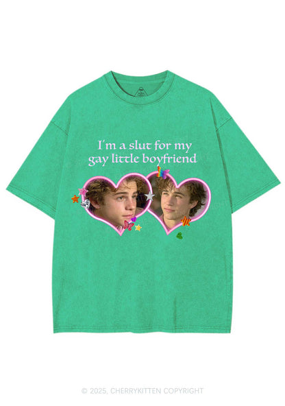 Custom Slxt Gay BF Photo Y2K Shirts Washed Tee Cherrykitten